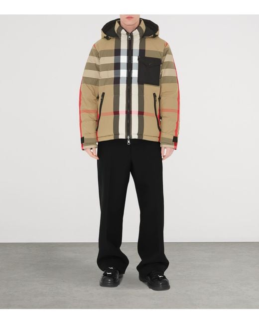 Burberry Brown Reversible Check Puffer Jacket for men