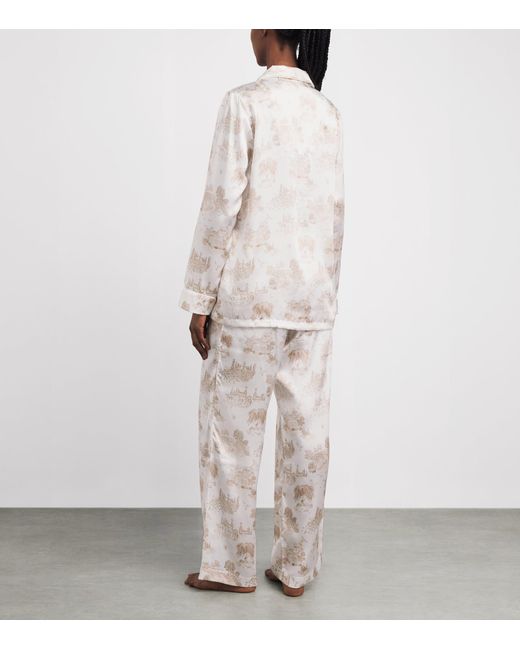 Derek Rose White Silk Toile Pyjama Set