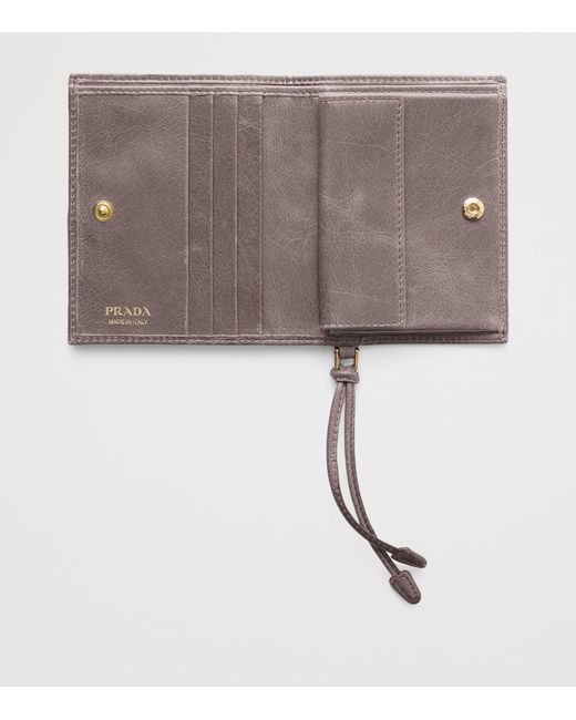 Prada Gray Small Leather Bifold Wallet