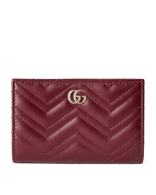 Gucci Red Leather Gg Marmont Wallet