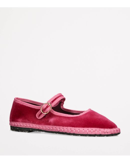Flabelus Red Velvet Frances Mary Janes