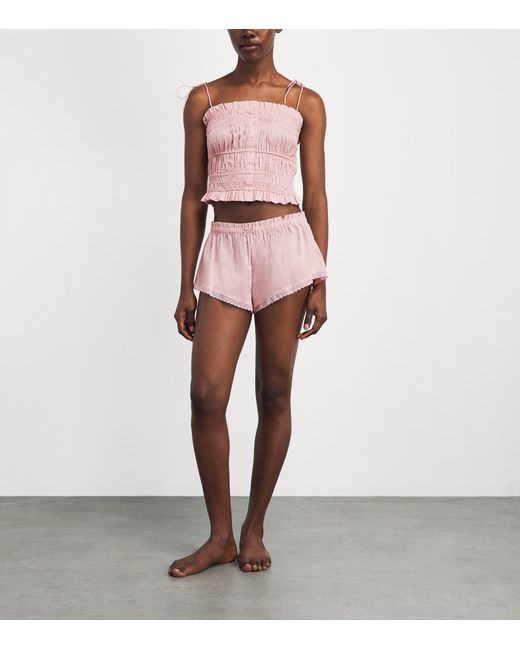 Skims Pink Cotton-Blend Poplin Apparel Shorts