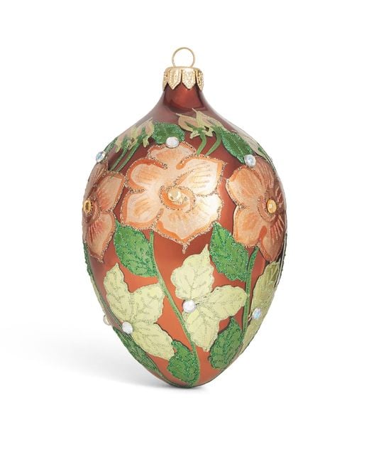 Harrods Green Floral Egg Bauble