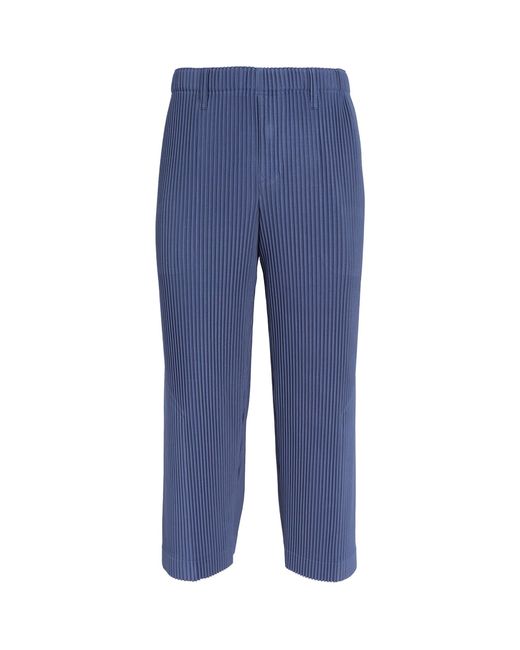 Homme Plissé Issey Miyake Blue Pleated Wide-leg Trousers for men