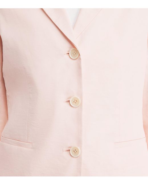 Theory Pink Linen-Blend Single-Breasted Blazer