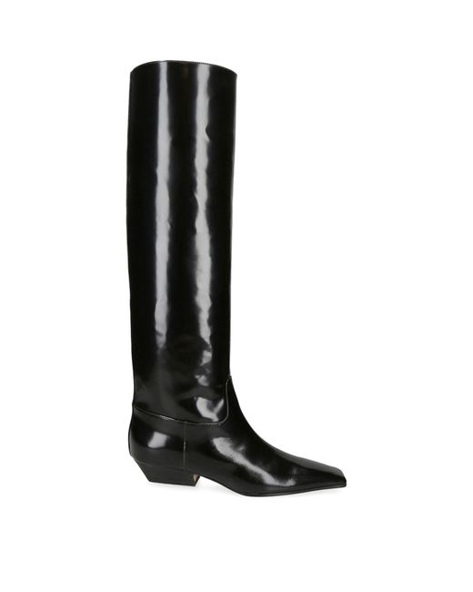 Khaite Black Leather Marfa Knee-high Boots