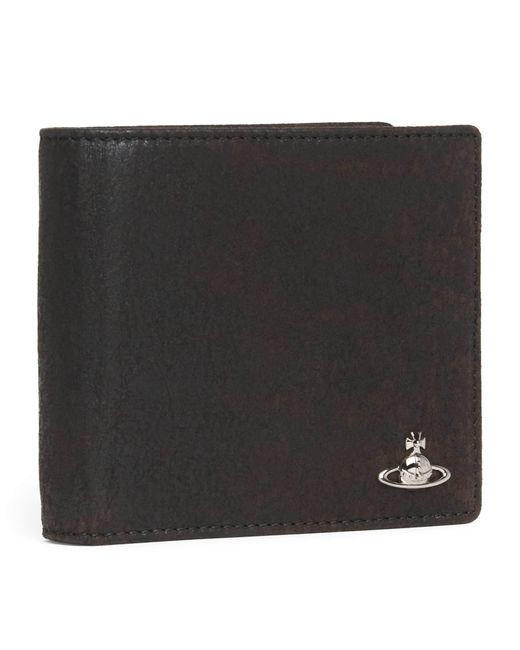 Vivienne Westwood Black Leather Logo Bifold Wallet for men