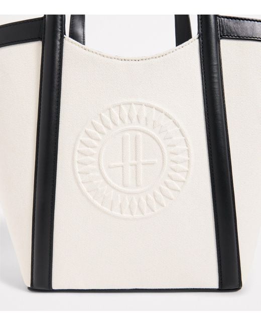 Harrods White Small Canvas-Leather Embossed Tote Bag