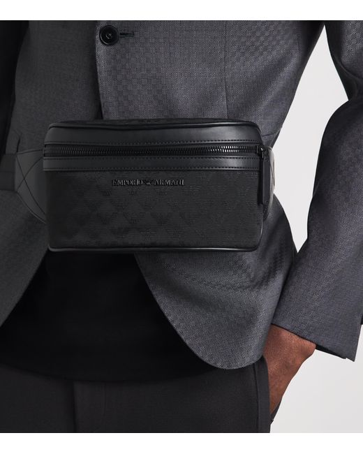 Emporio Armani Black Jacquard Logo Belt Bag for men