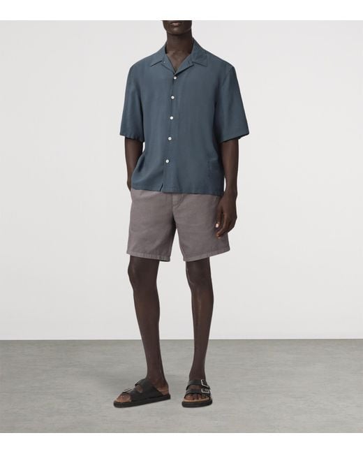 AllSaints Blue Purley Short-Sleeve Shirt for men