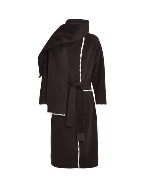 Maje Black Wool-Blend Wrap Coat