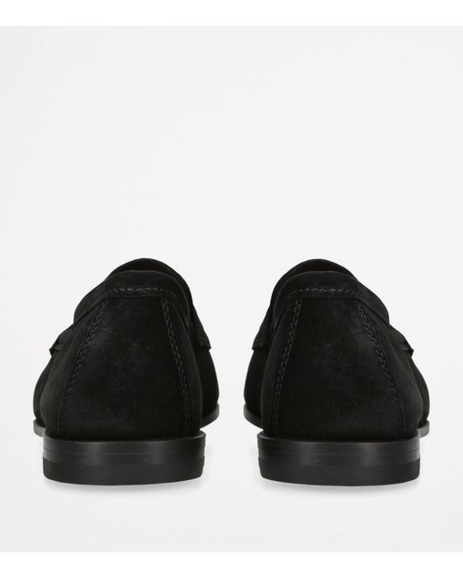 Santoni Black Suede Carlos Penny Loafers