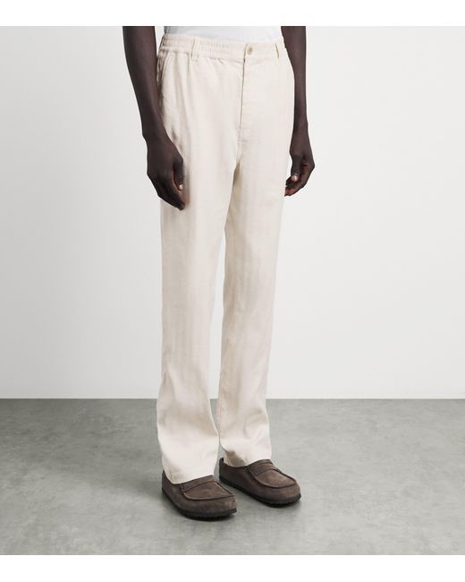 PAIGE White Stretch-Cotton-Linen Eberton Trousers for men