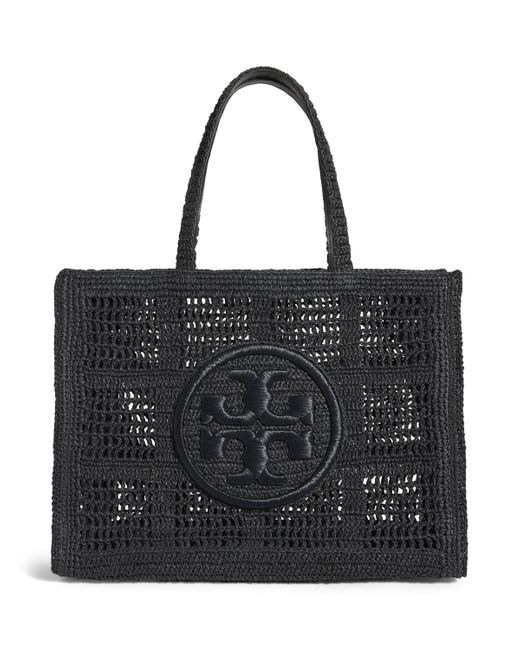 Tory Burch Black Large Crochet Ella Tote Bag