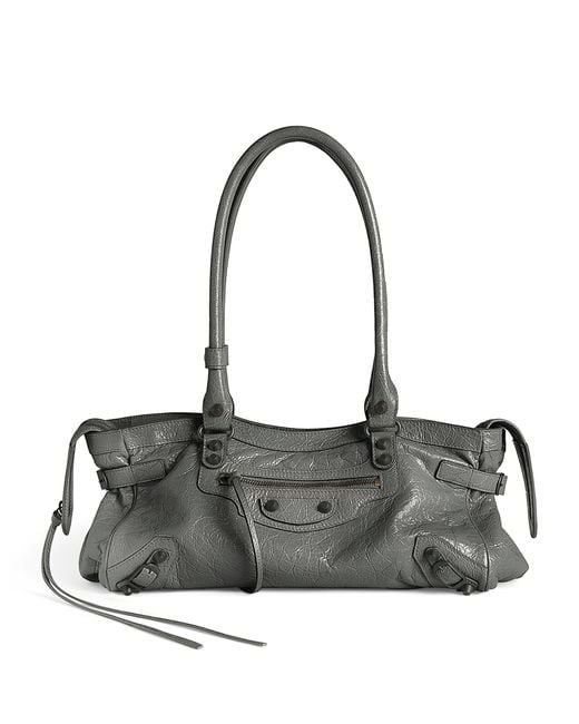 Balenciaga Gray Lambskin Le City East-West Shoulder Bag