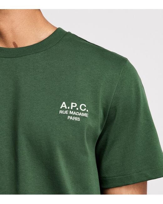 A.P.C. Green Organic Cotton Rue Madame Logo T-Shirt for men