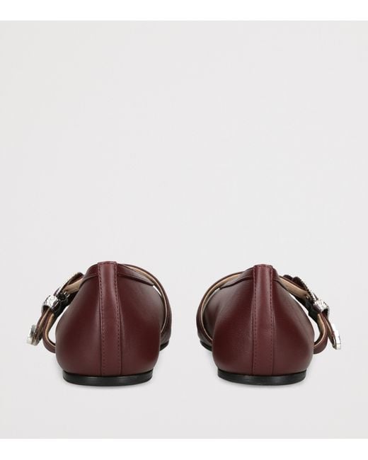 Le Monde Beryl Brown Leather Buckle Claudia Ballet Flats