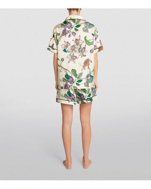 Olivia Von Halle Green Silk Floral Ingo Pyjama Set