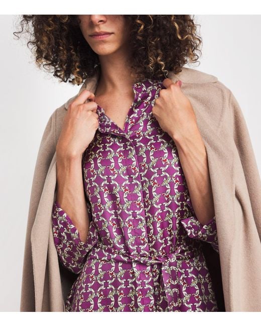 Max Mara Purple Silk Printed Midi Caftan Dress
