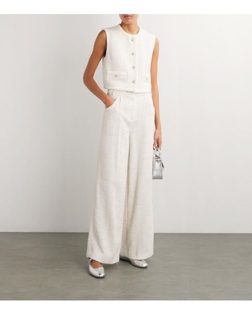 Maje White Tweed Sleeveless Jacket