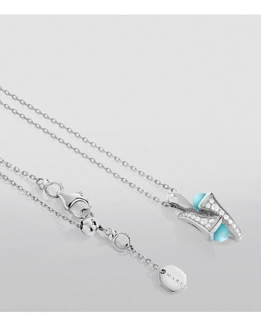 Marli New York White Diamond And Chalcedony Cleo Pendant Necklace