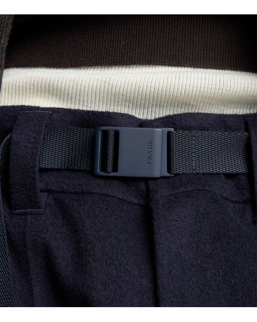Prada Blue Cashmere Technical Trousers for men