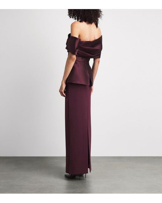 Solace London Purple Satin Lucine Maxi Dress