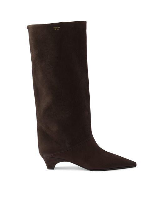 Prada Brown Suede Heeled Boots 40