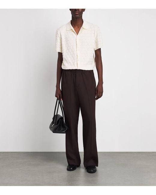 Sandro Brown Jersey Wide-Leg Trousers for men