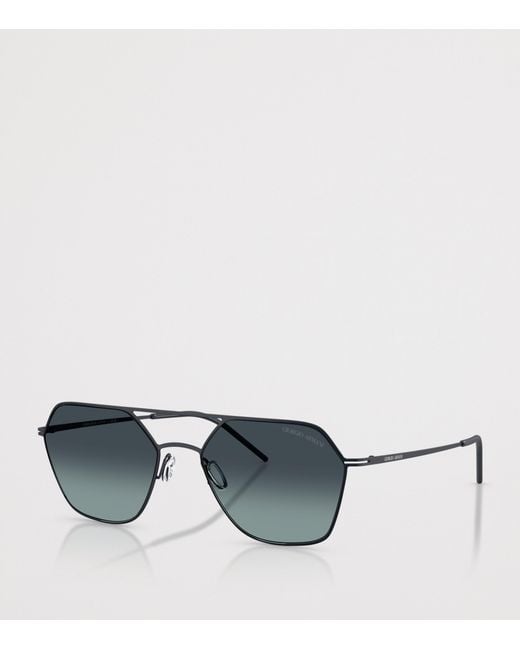 Giorgio Armani Gray Metal Square Sunglasses for men