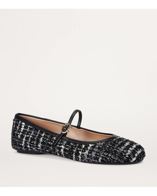 Gianvito Rossi Black Tweed Carla Ballet Flats