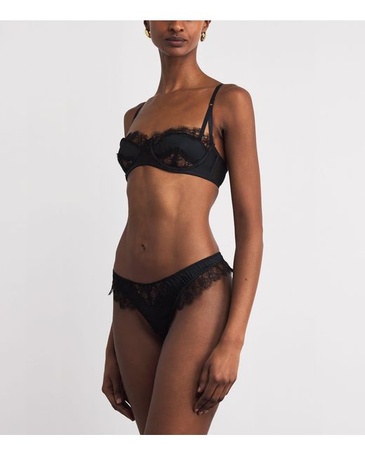 Kiki de Montparnasse Black Stretch-Silk Lace-Insert Bra