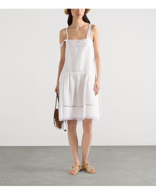 Prada White Linen Embroidered Mini Dress