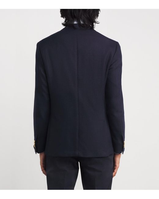 Corneliani Blue Virgin Wool Double-Breasted Blazer for men