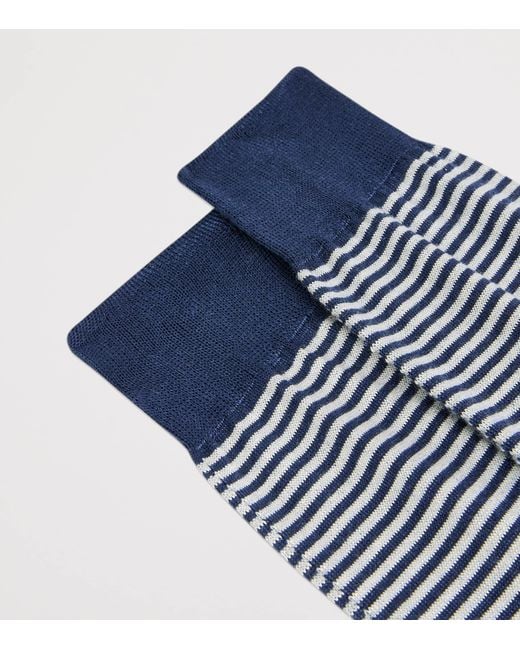 Dunhill Blue Cashmere-Mulberry Silk Stripe Socks for men