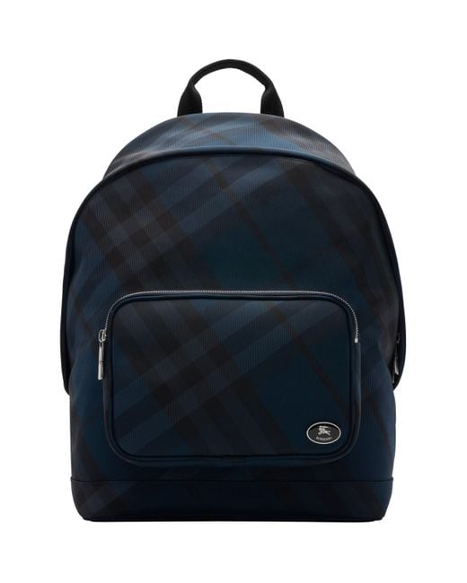 Burberry Blue Check Grid Backpack for men