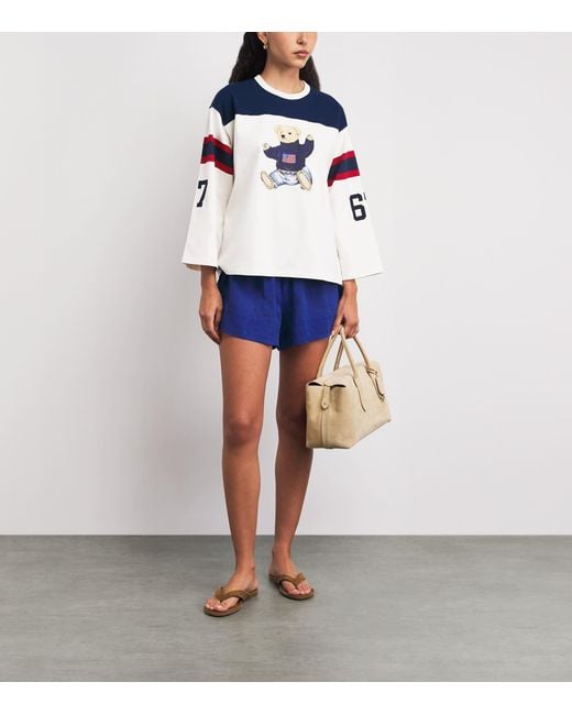 Polo Ralph Lauren Blue Cotton Sitting Bear T-Shirt