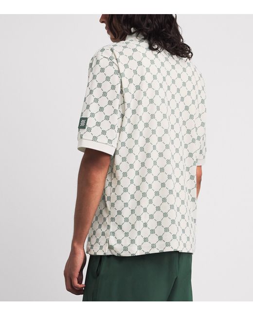 Manors White Piqué Monogram Goat Polo Shirt for men
