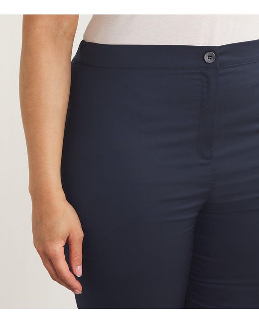 Marina Rinaldi Blue Cotton-blend Tailored Trousers