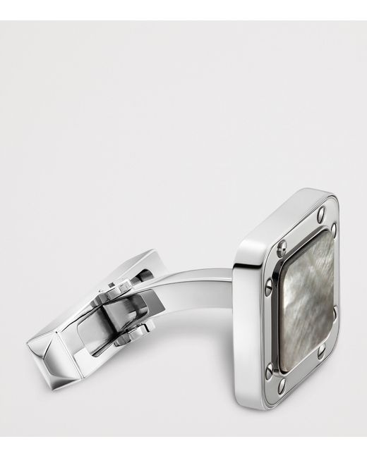 Cartier Metallic Sterling And Mother-Of-Pearl Santos De Cufflinks for men