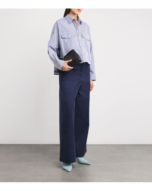 Weekend by Maxmara Blue Cotton Cropped Shirt