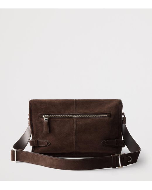 Prada Brown Suede Shoulder Bag for men