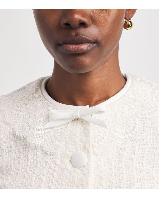 Self-Portrait White Bouclé Lace-Collar Jacket