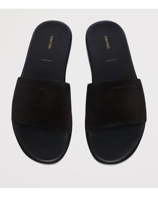 Tom Ford Black Suede T Slides for men