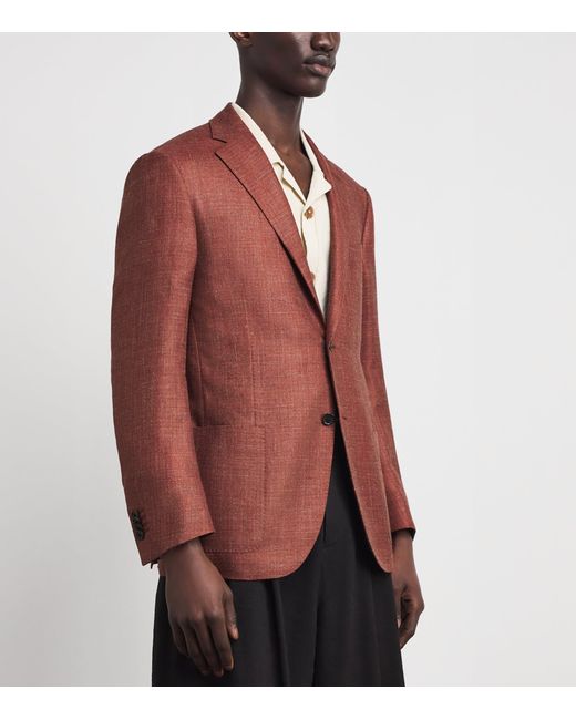 Corneliani Red Virgin Wool-Silk-Linen Blazer for men