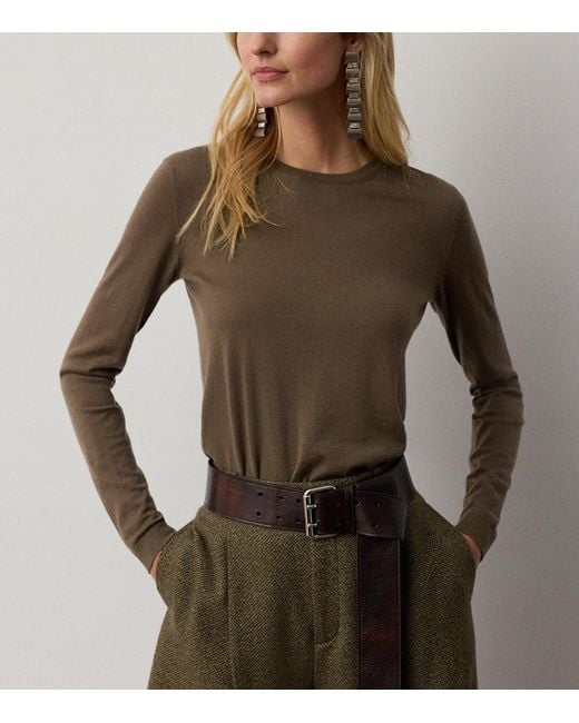 Ralph Lauren Brown Cashmere Crewneck Sweater
