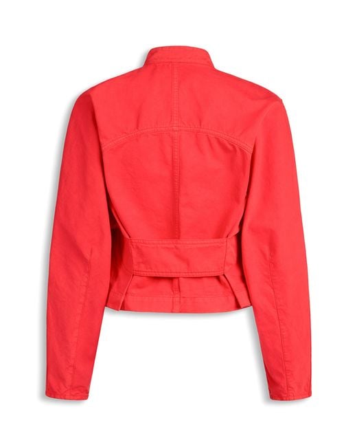 Alaïa Red High-Neck Denim Jacket