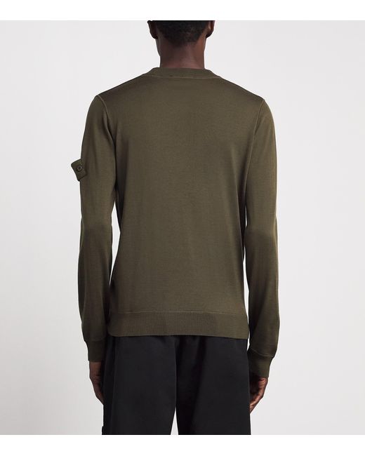 Stone Island Green Virgin Wool Ghost Sweater for men