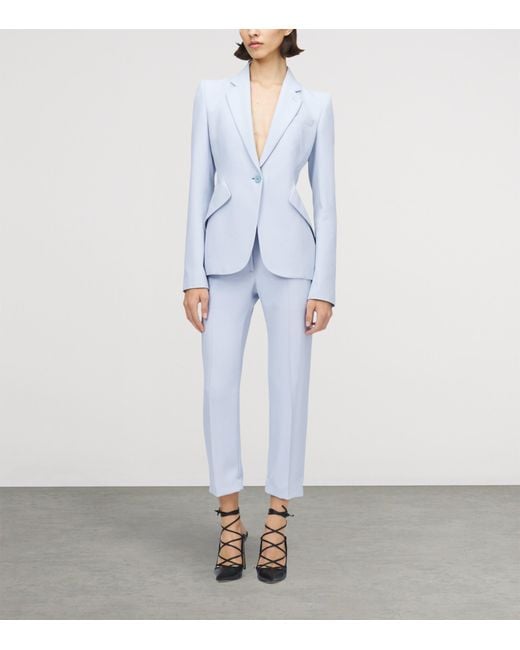 Alexander McQueen Blue Single-Breasted Blazer