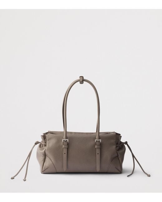 Prada Brown Medium Leather Bonnie Top-Handle Bag